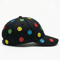 Smiley Allover Dad Hat in black - MARKET - State Of Flux