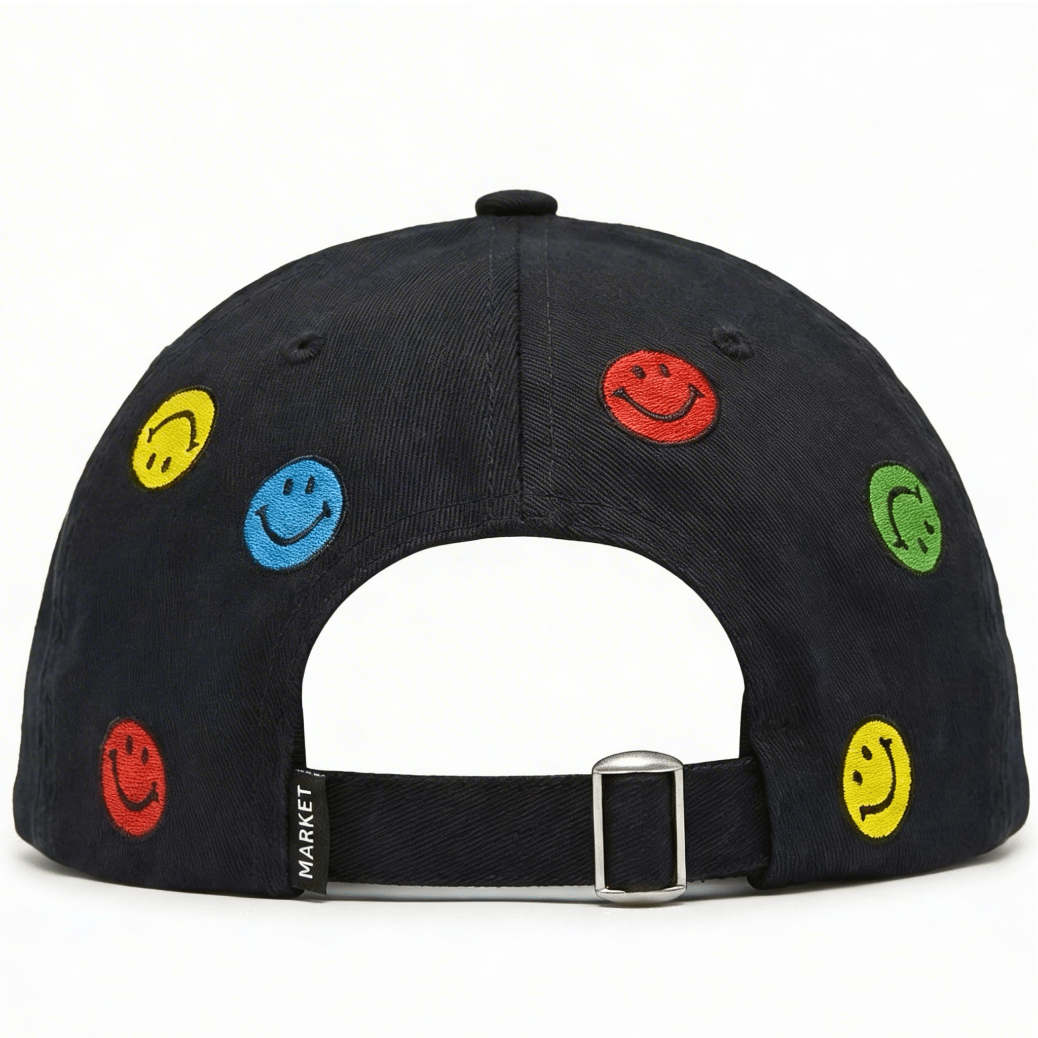 Smiley Allover Dad Hat in black - MARKET - State Of Flux