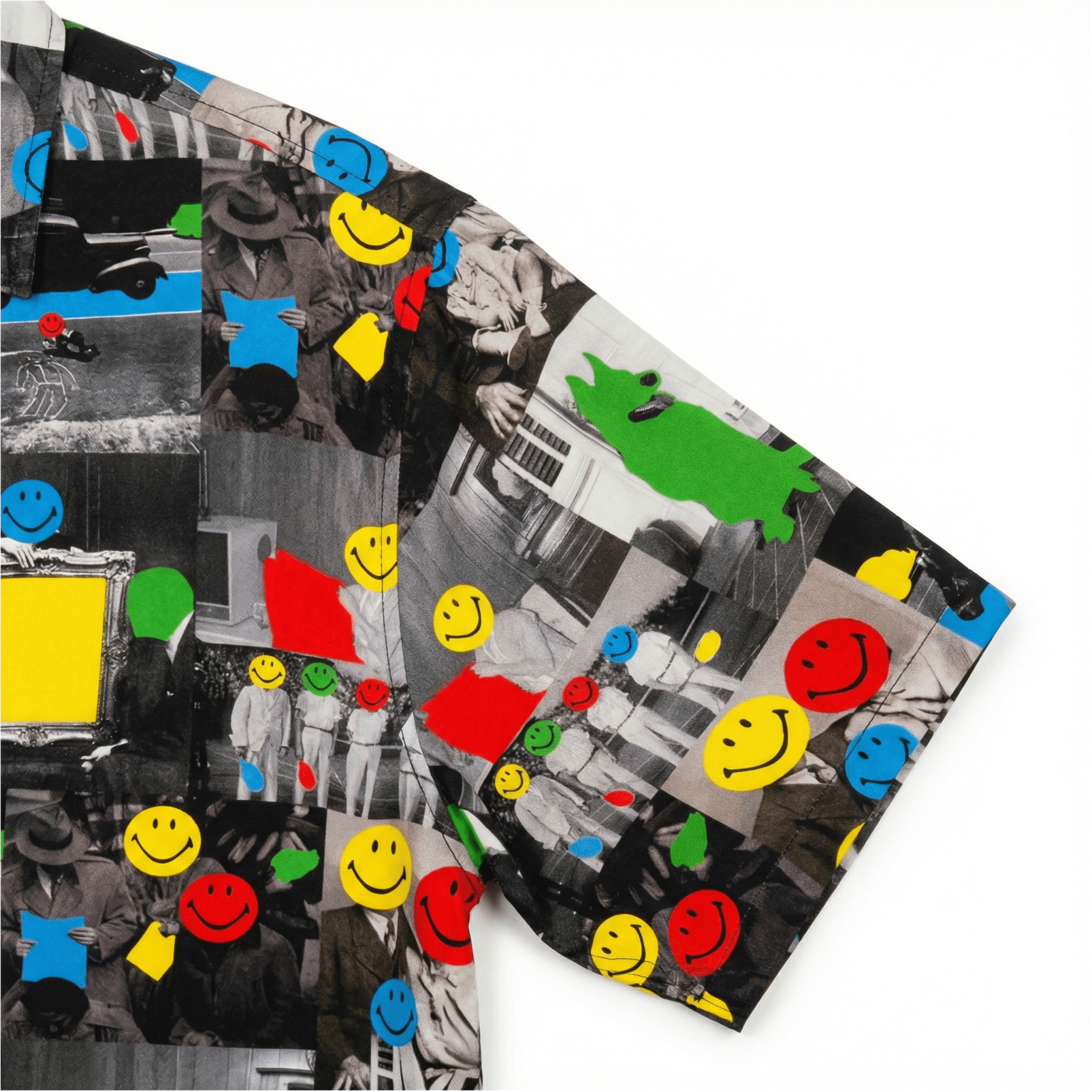 Smiley Collage Short - sleeve Woven Shirt in multi - MARKET - State Of Flux