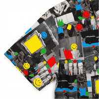 Smiley Collage Short - sleeve Woven Shirt in multi - MARKET - State Of Flux