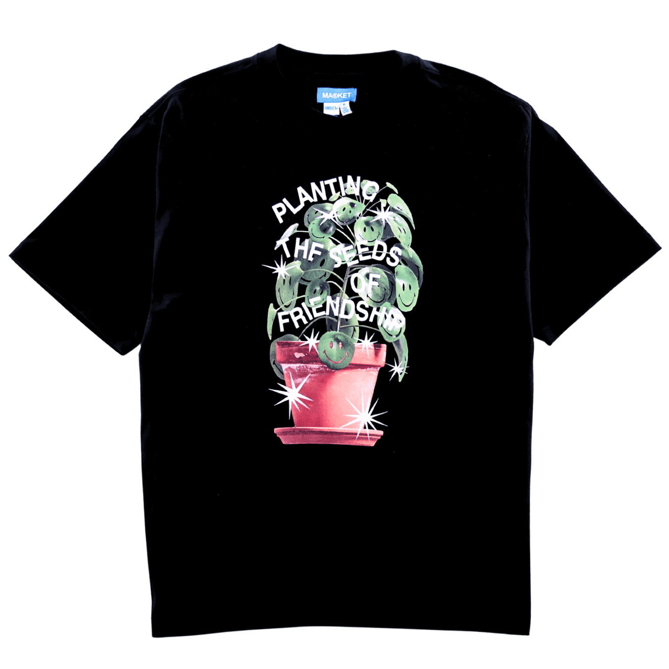 Smiley Seeds of Friendship Tee in black