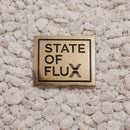 SOF Box Logo 1.5-inch soft enamel pin silver and black with dual-post and black rubber backers