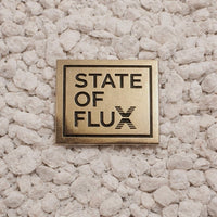 SOF Box Logo 1.5-inch soft enamel pin silver and black with dual-post and black rubber backers