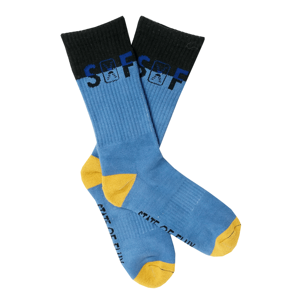 SOF Classic Crew Socks in true blue and black - State Of Flux - State Of Flux
