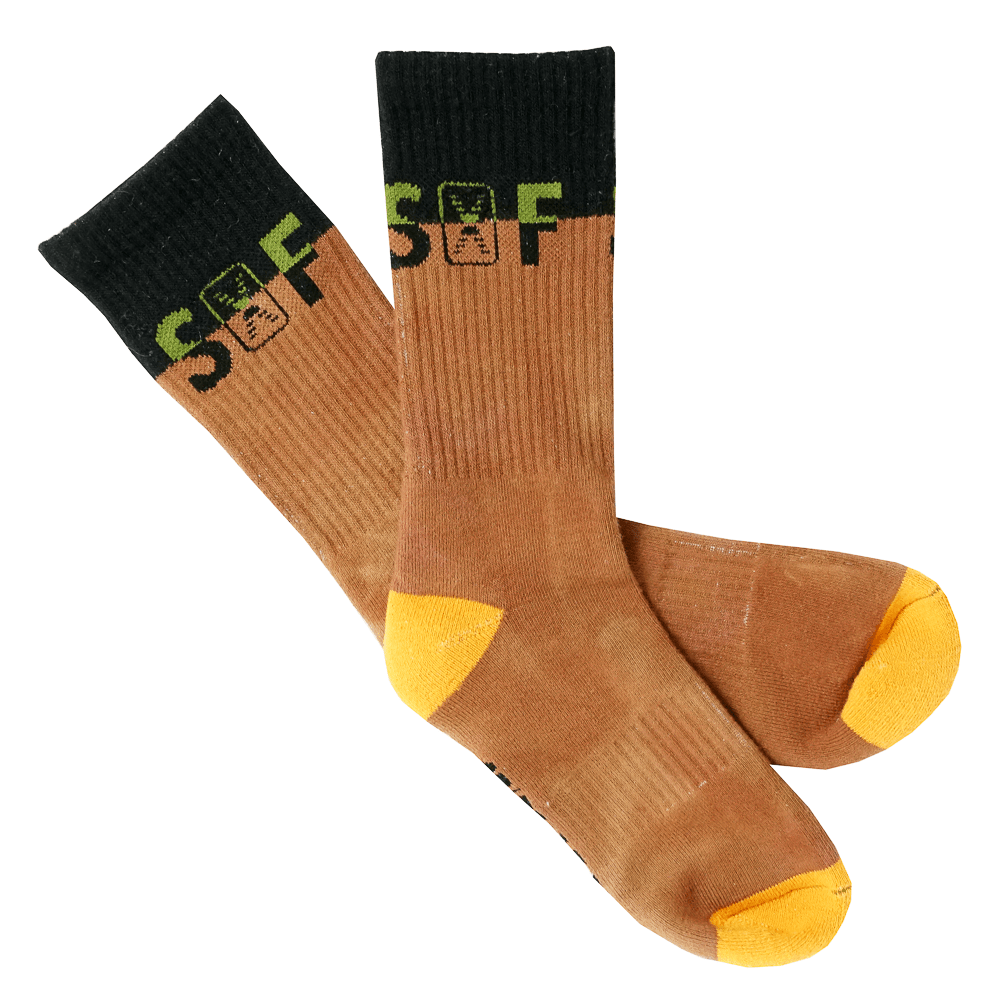 SOF Classic Crew Socks in washed tan and black - State Of Flux - State Of Flux