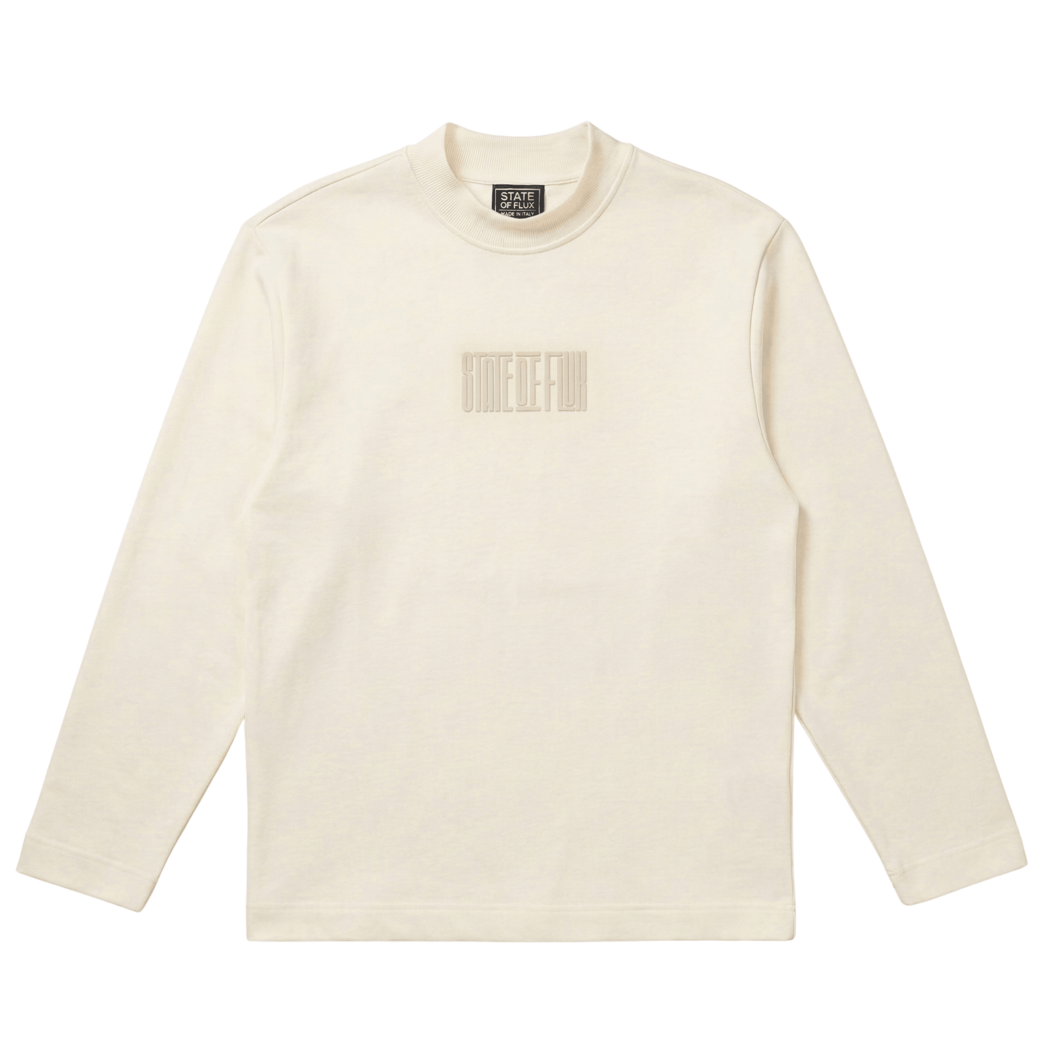 SOF Core Mock Neck Long-sleeve Shirt in cream with mock neck and tonal gel State Of Flux insignia