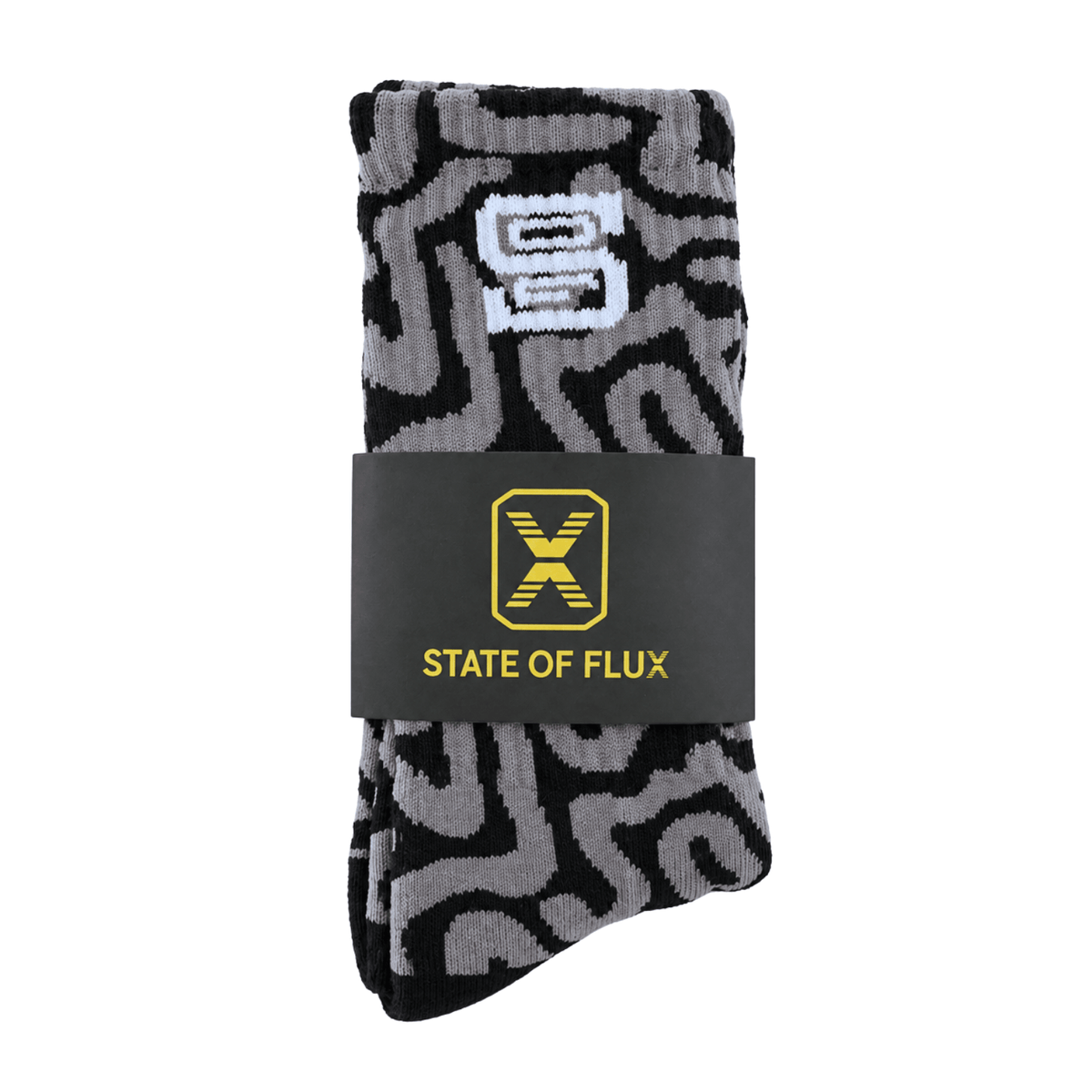 SOF Mindstate Crew Socks in grey and black - State Of Flux - State Of Flux