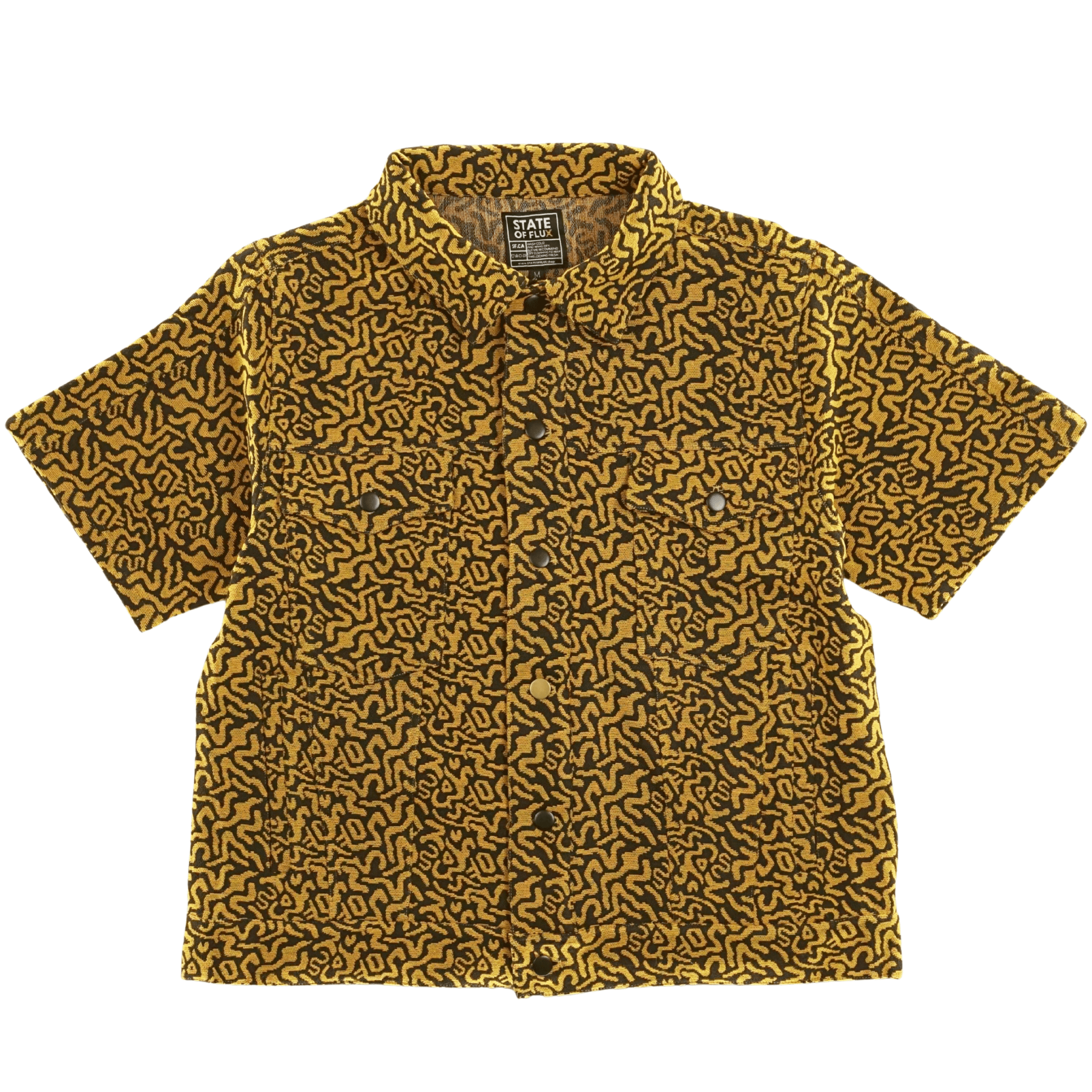 SOF Mindstate Short - sleeve Trucker Jacket in mustard and black - State Of Flux - State Of Flux