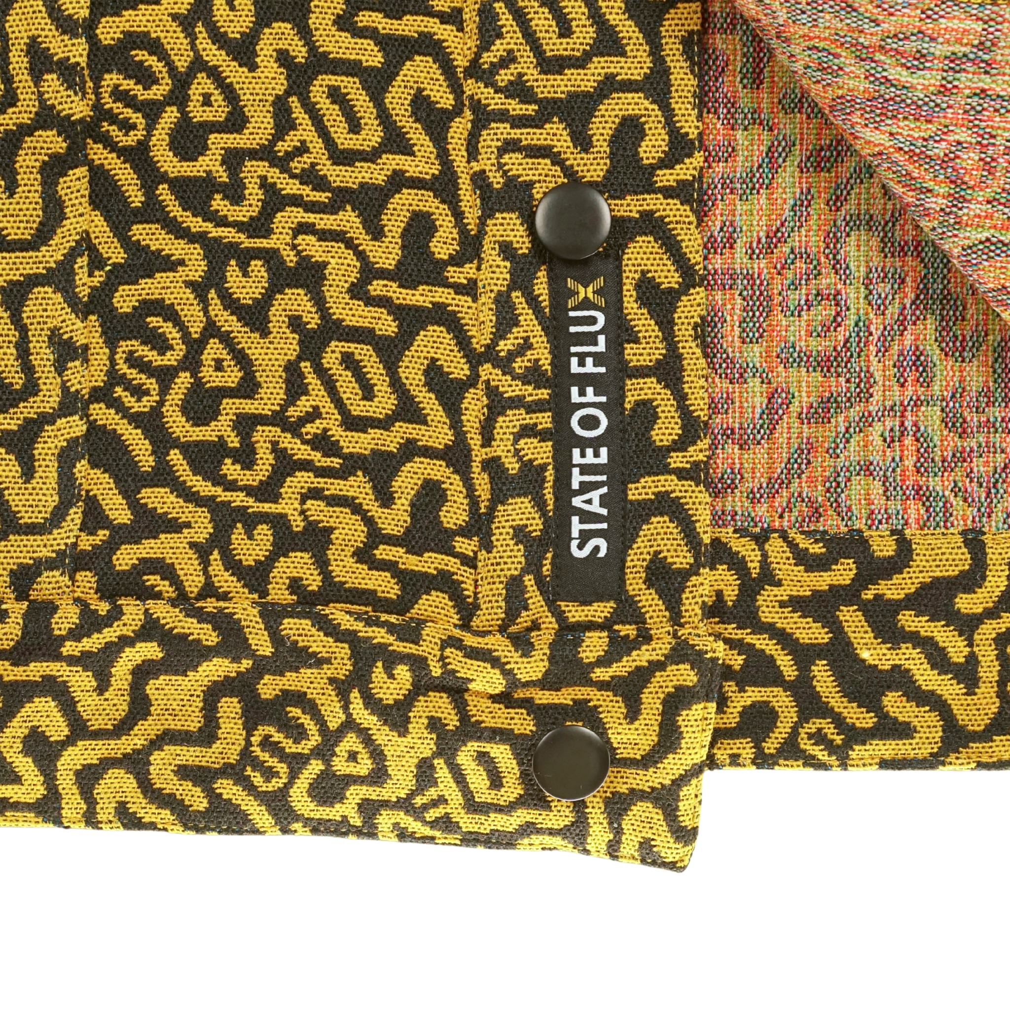 SOF Mindstate Short - sleeve Trucker Jacket in mustard and black - State Of Flux - State Of Flux