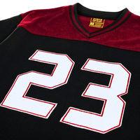 SOF Never Fold Corduroy Football Jersey in black and foundry red - State Of Flux - State Of Flux