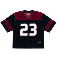 SOF Never Fold Corduroy Football Jersey in black and foundry red - State Of Flux - State Of Flux