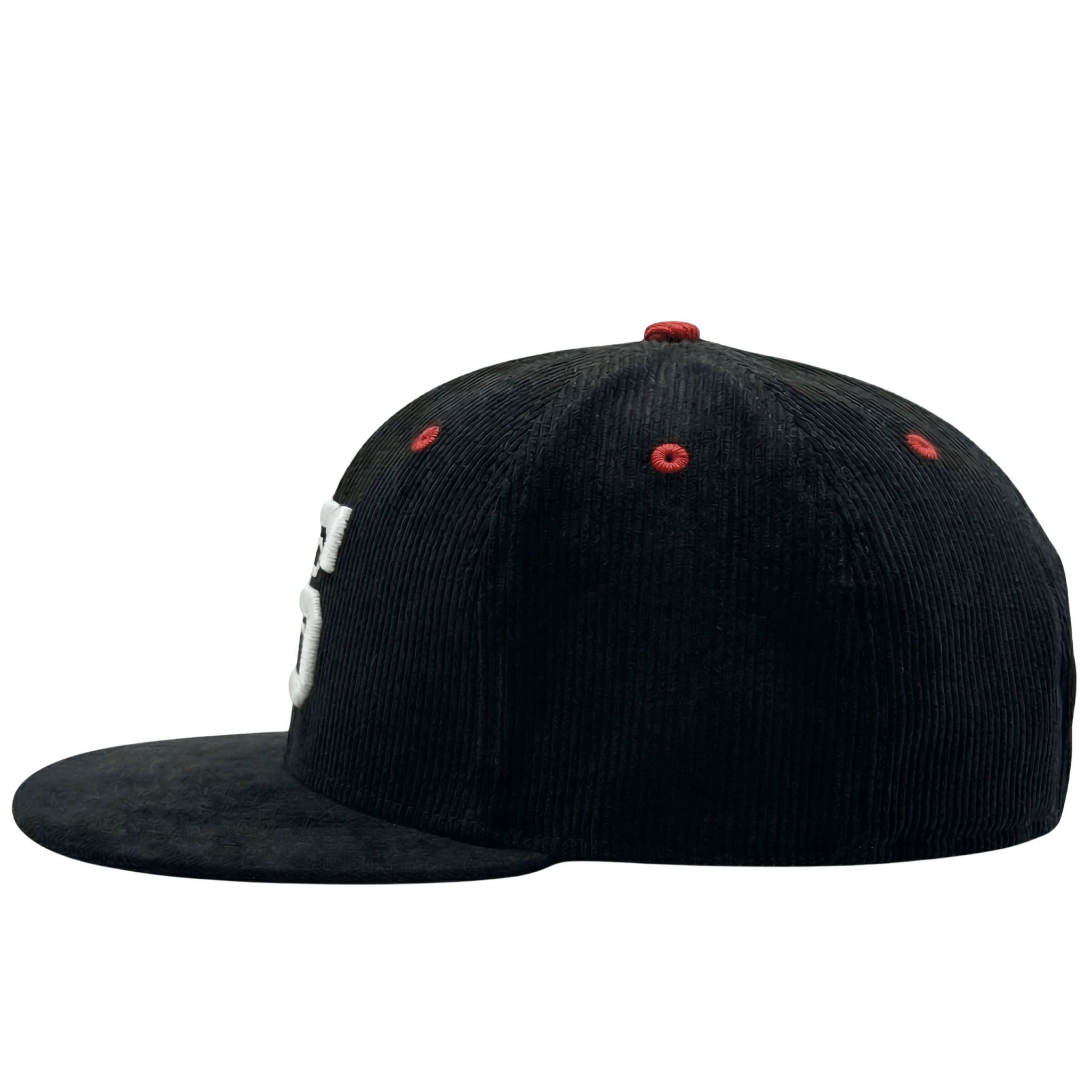 SOF Never Fold Corduroy Snapback Hat in black and glow white - State Of Flux - State Of Flux
