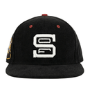SOF Never Fold Corduroy Snapback Hat in black and glow white - State Of Flux - State Of Flux