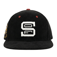 SOF Never Fold Corduroy Snapback Hat in black and glow white - State Of Flux - State Of Flux