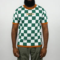SOF Premium Checkerboard Knit Tee in green and white - State Of Flux - State Of Flux