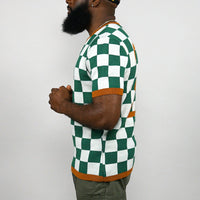 SOF Premium Checkerboard Knit Tee in green and white - State Of Flux - State Of Flux