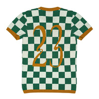 SOF Premium Checkerboard Knit Tee in green and white - State Of Flux - State Of Flux