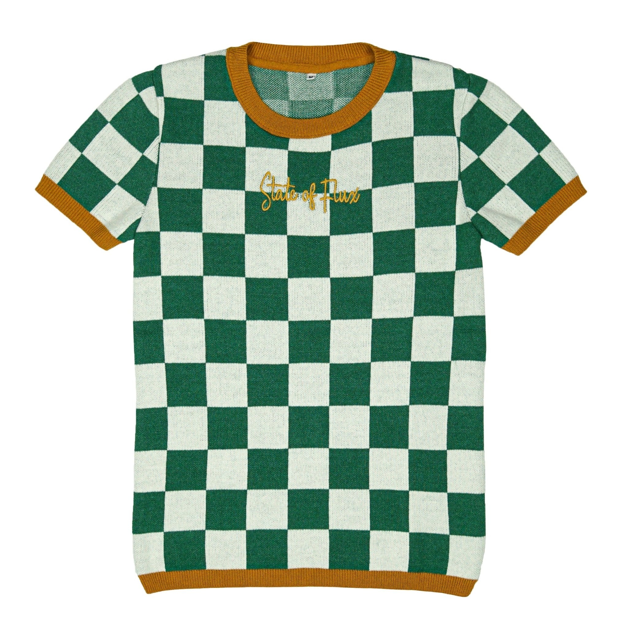 SOF Premium Checkerboard Knit Tee in green and white