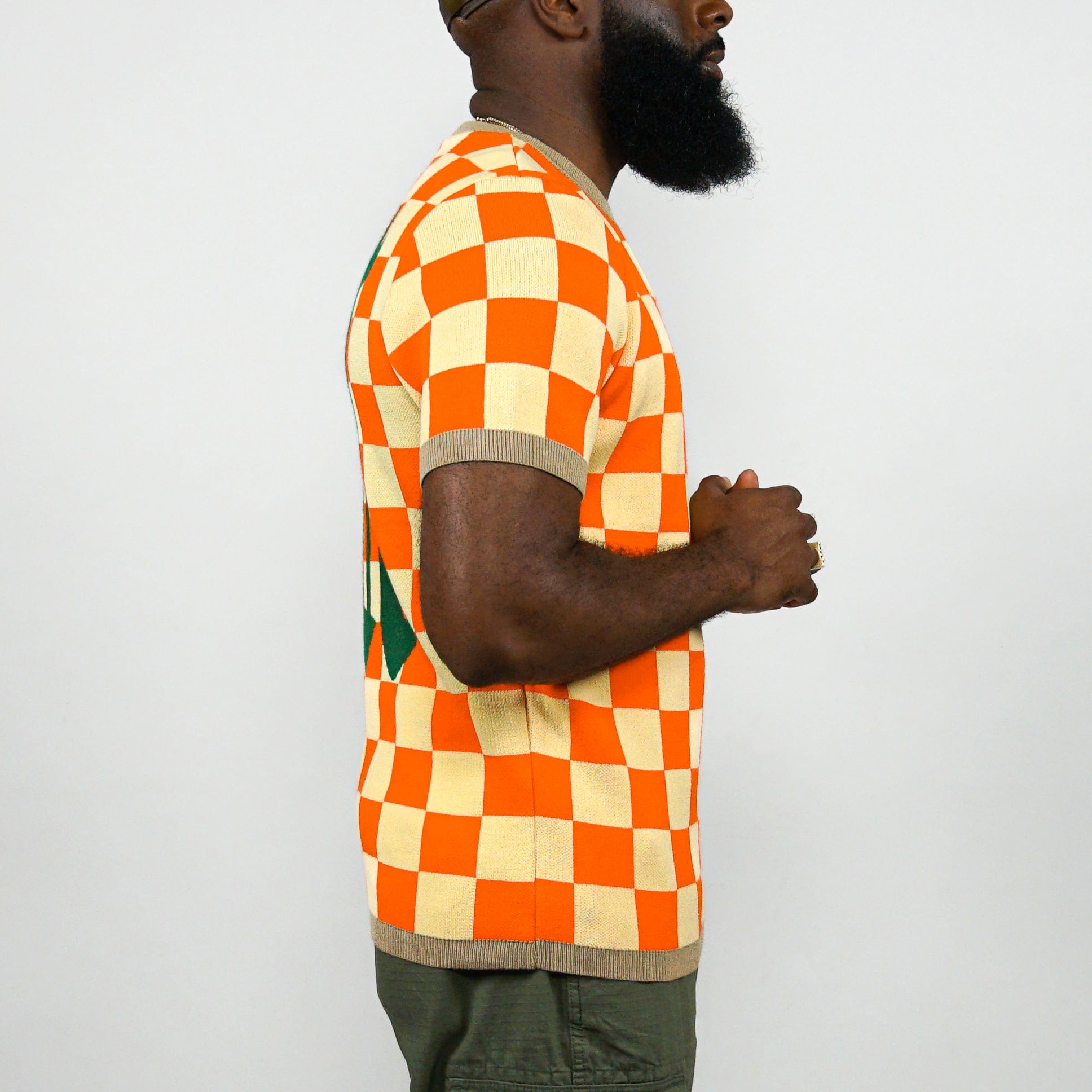 SOF Premium Checkerboard Knit Tee in orange and creamsicle - State Of Flux - State Of Flux