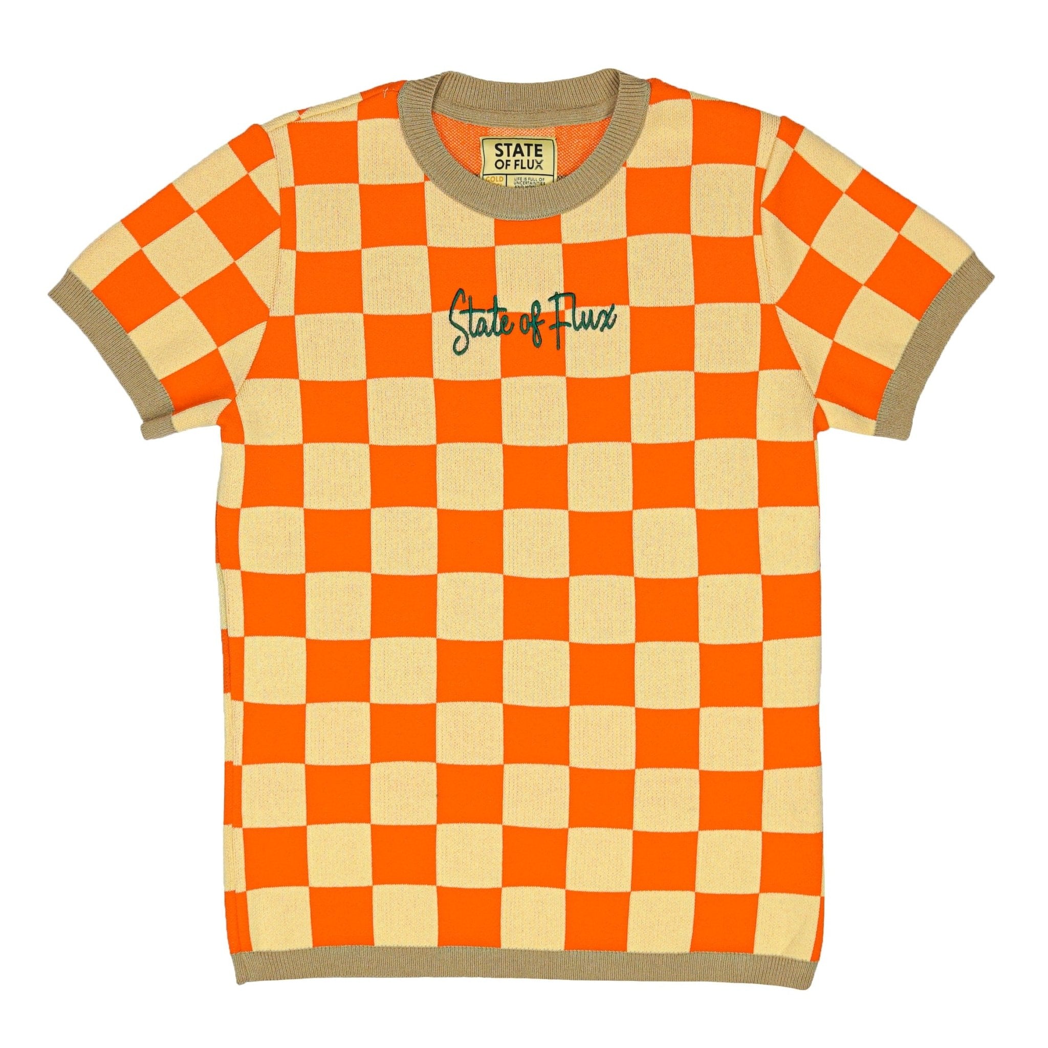 SOF Premium Checkerboard Knit Tee in orange and creamsicle