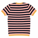 SOF Premium Striped Logo Knit Tee in rose and navy - State Of Flux - State Of Flux