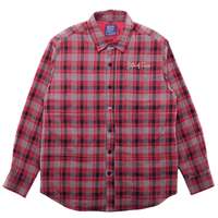 SOF Quilted Flannel Overshirt in khaki and red - State Of Flux - State Of Flux