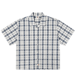 Springdale Short-sleeve Button-up Shirt in egret and blue