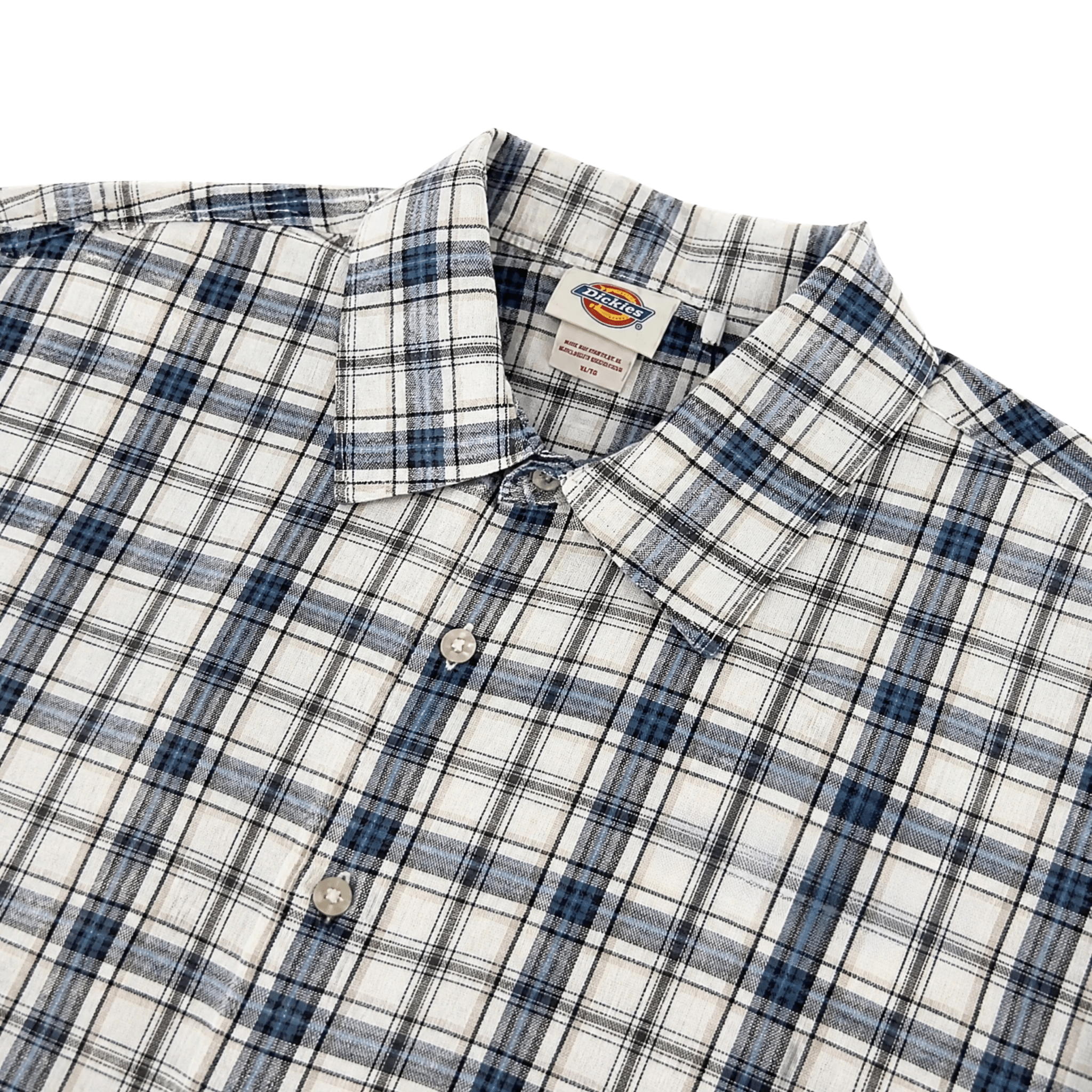 Springdale Short-sleeve Button-up Shirt in egret and blue