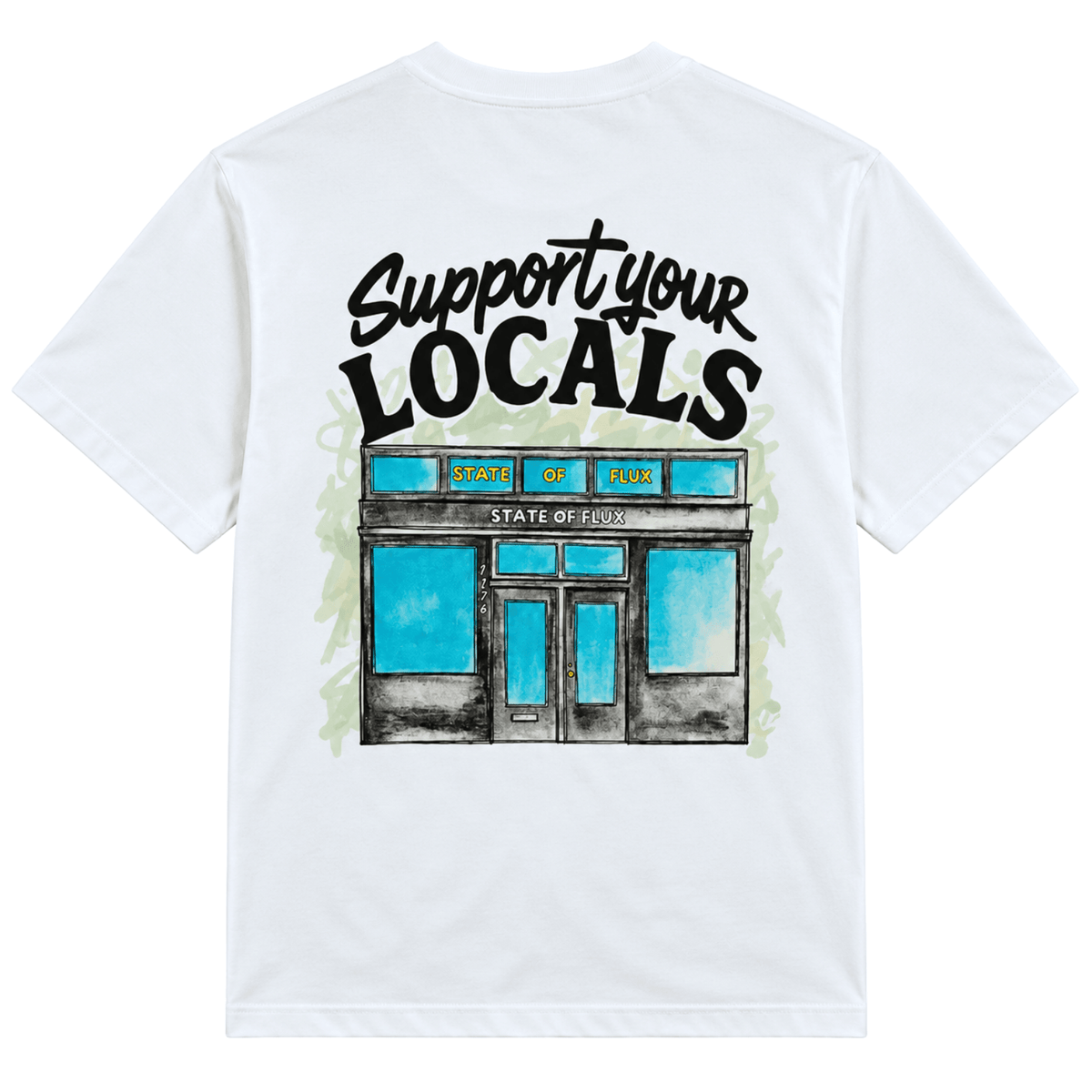 Support Your Locals Tee in white - State Of Flux - State Of Flux
