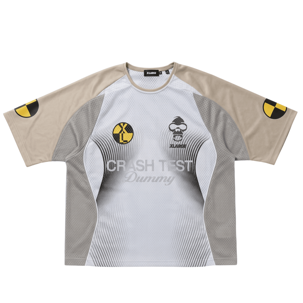 Team Short-sleeve Moto Jersey in beige and white