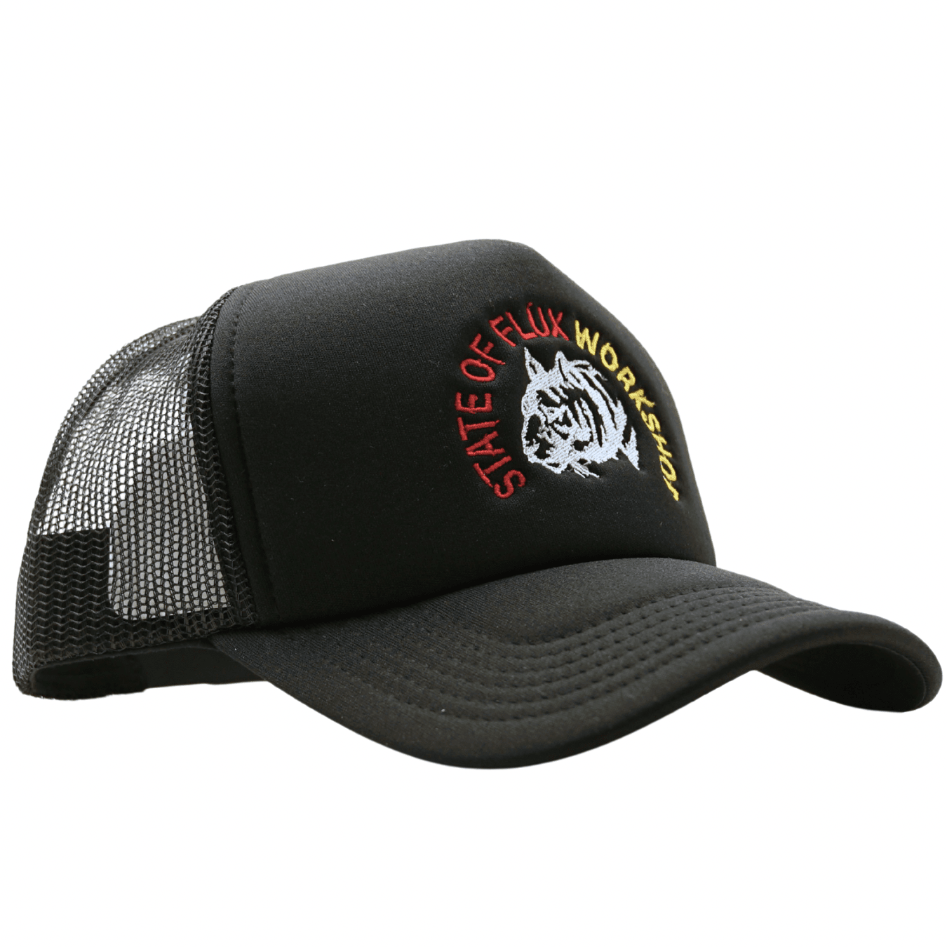 The Workshop Trucker Hat in black and white - State Of Flux - State Of Flux