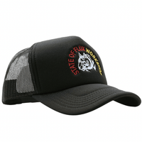 The Workshop Trucker Hat in black and white - State Of Flux - State Of Flux