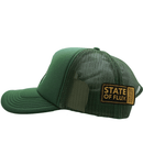 The Workshop Trucker Hat in forest green and lavender - State Of Flux - State Of Flux