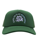 The Workshop Trucker Hat in forest green and lavender - State Of Flux - State Of Flux