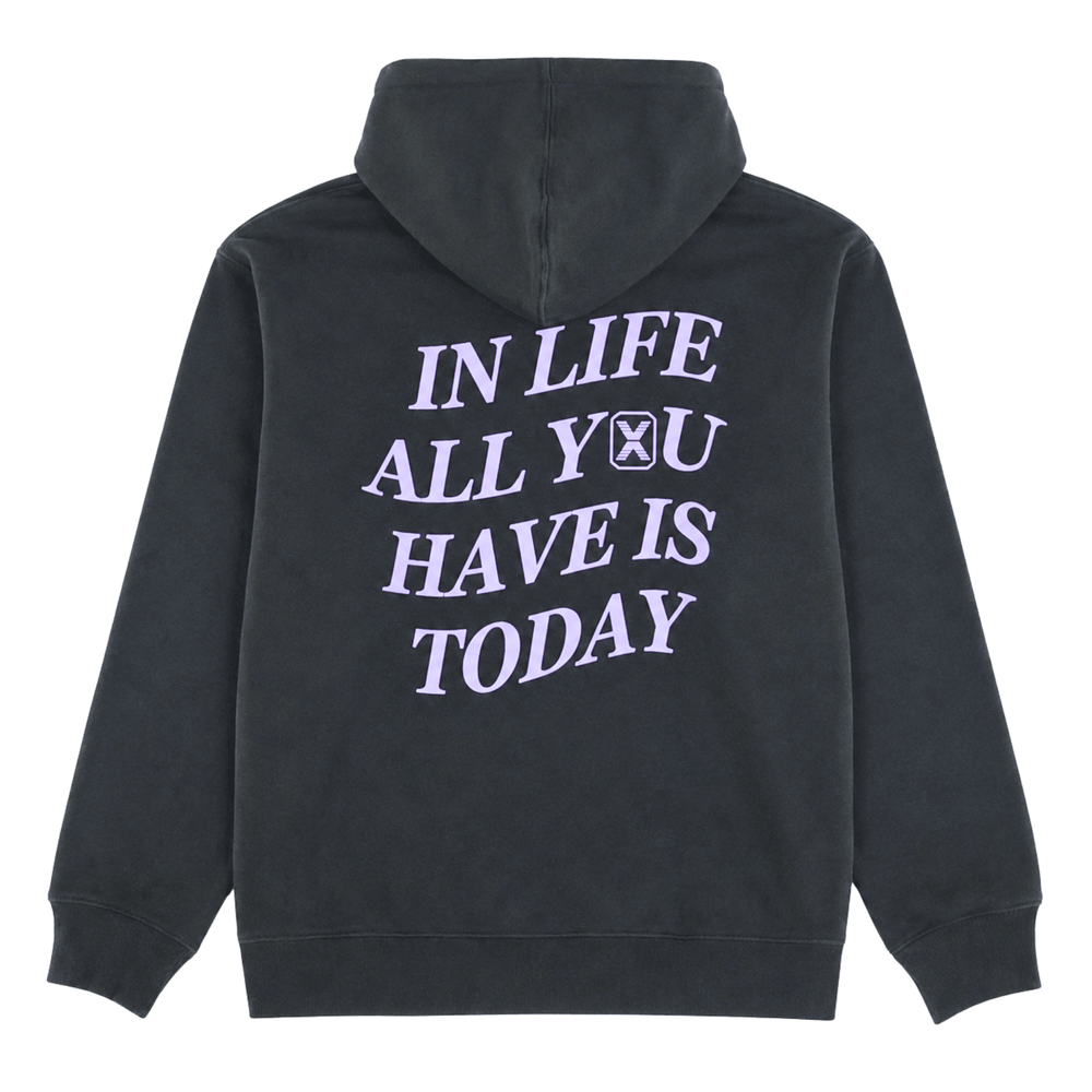 Today Is The Day Hoodie in distressed faded black and lilac