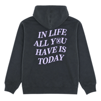 Today Is The Day Hoodie in distressed faded black and lilac - State Of Flux - State Of Flux