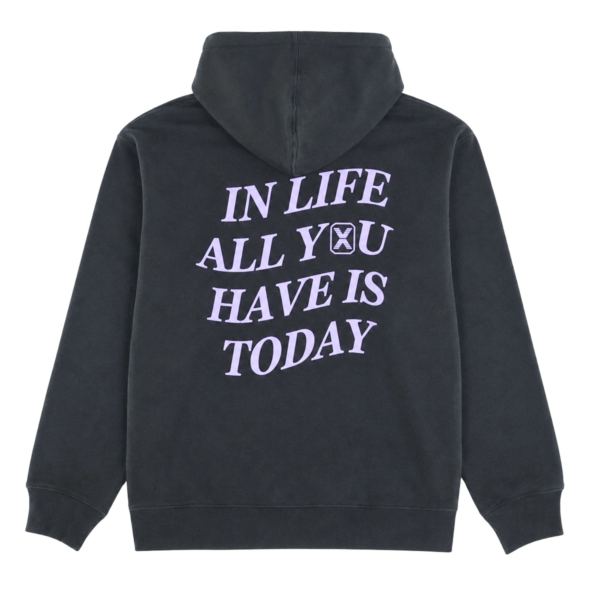 Today Is The Day Hoodie in distressed faded black and lilac