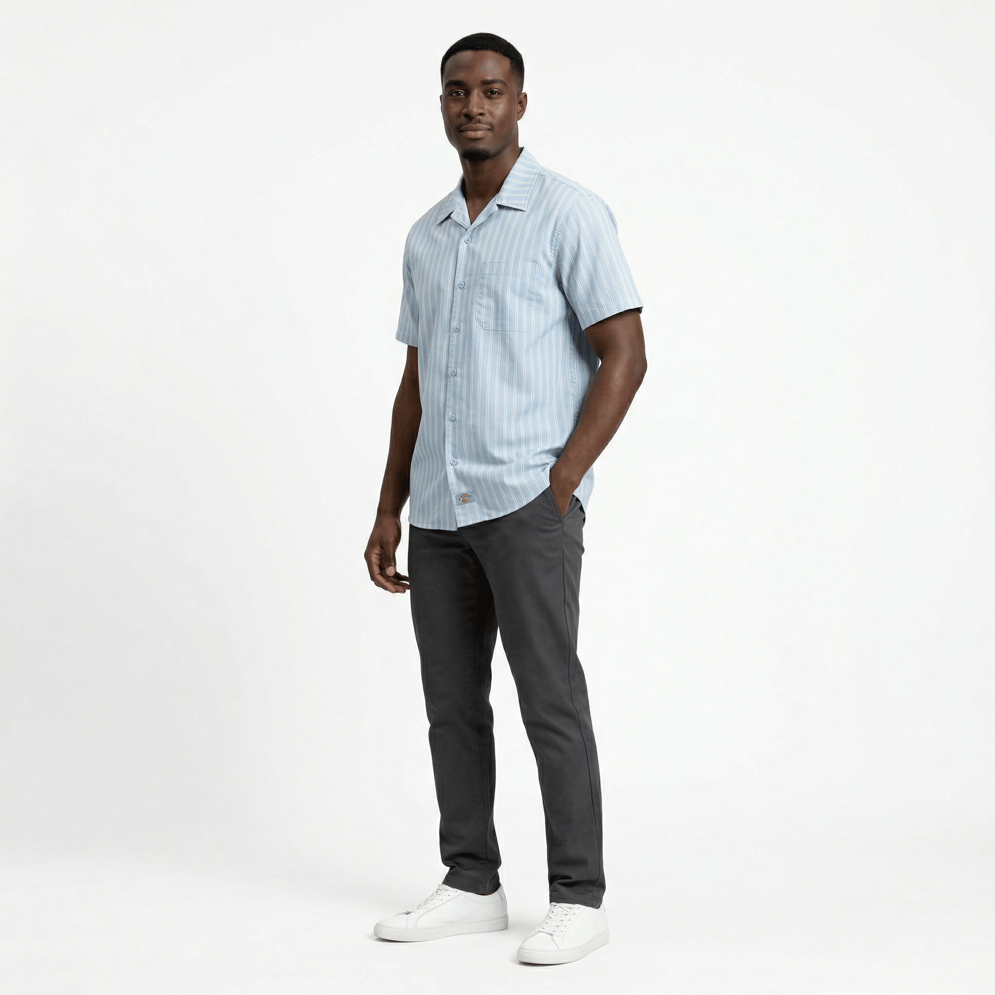Venedocia Striped Short - sleeve Shirt in endless sky - Dickies - State Of Flux