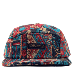 Verla 5-Panel Hat in turquoise and crimson