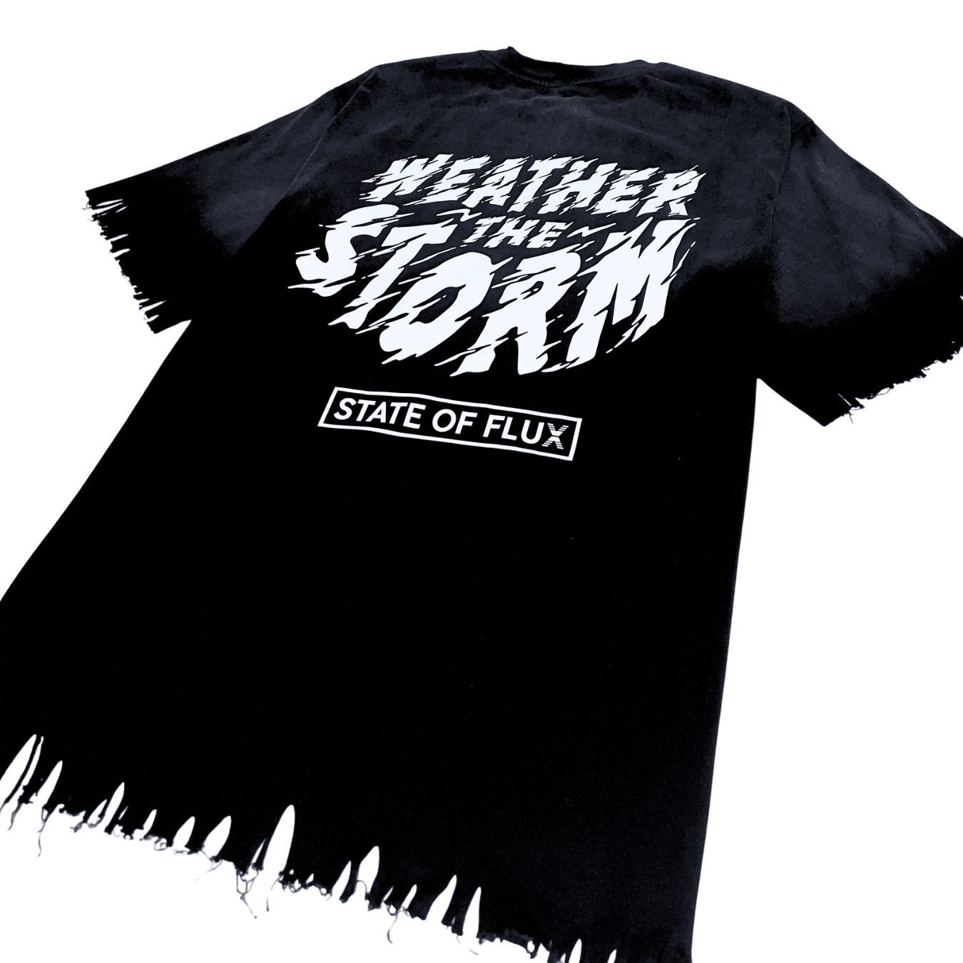 Weather The Storm Tee in weathered black and reflective grey - State Of Flux - State Of Flux