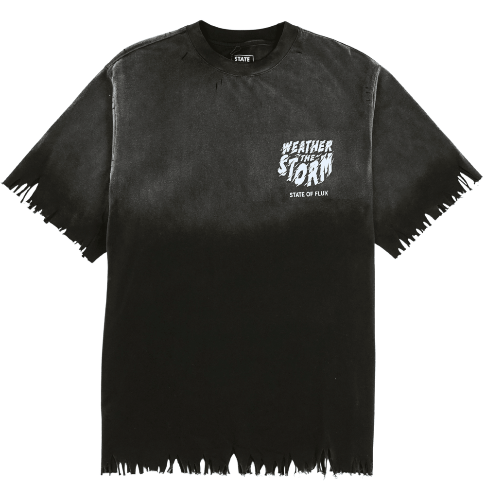 Weather The Storm Tee in weathered black and reflective grey