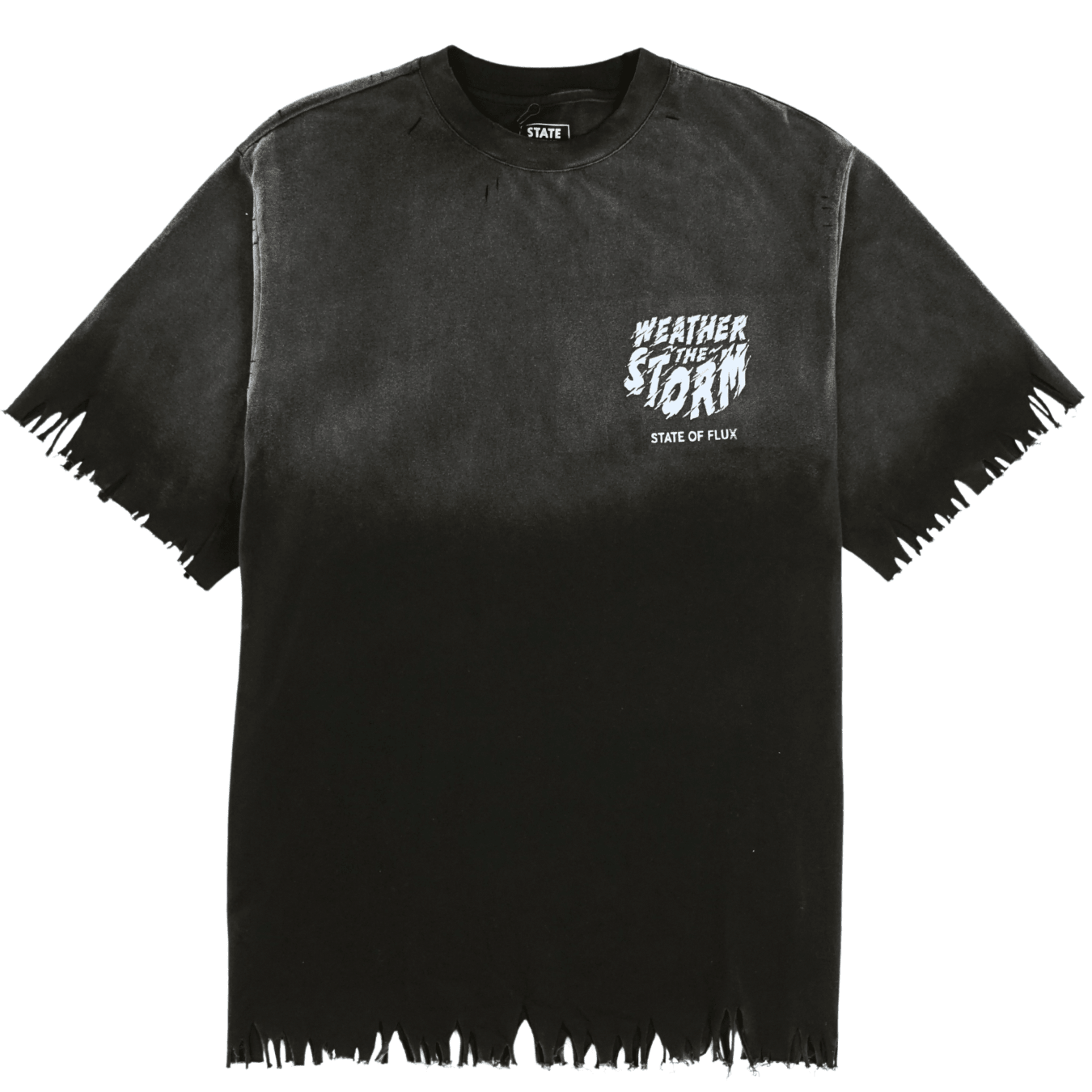 Weather The Storm Tee in weathered black and reflective grey