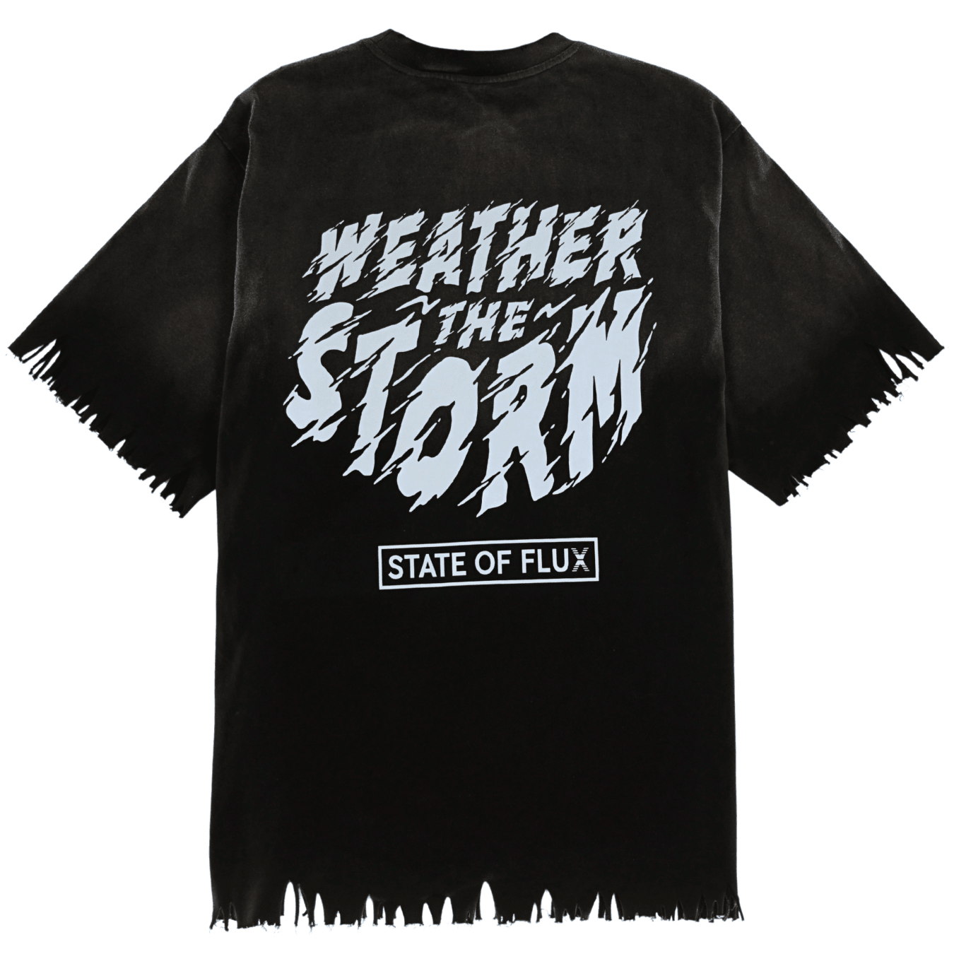 Weather The Storm Tee in weathered black and reflective grey - State Of Flux - State Of Flux