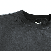 Weather The Storm Tee in weathered black and reflective grey - State Of Flux - State Of Flux
