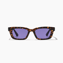 West End sunglasses in wasp and purple rain with slim rectangular black frame and dark black lenses