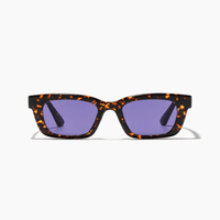 West End sunglasses in wasp and purple rain with slim rectangular black frame and dark black lenses