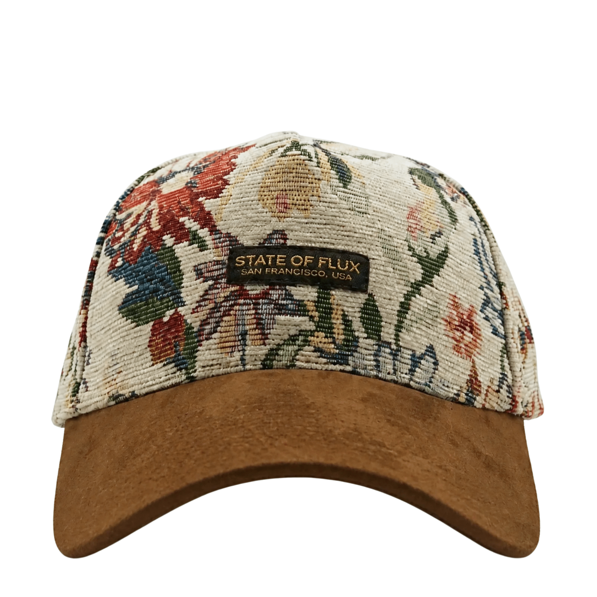 Wildflower Strapback Hat in cream and brown
