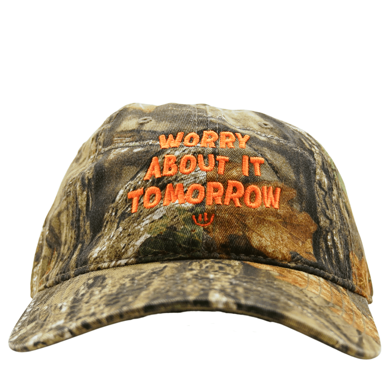 Worry About It Tomorrow Hat in tree camo