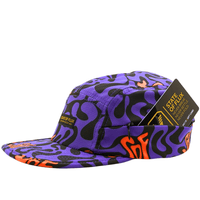 Zippered Psycapdelic 5 - Panel Hat in purple and orange - State Of Flux - State Of Flux