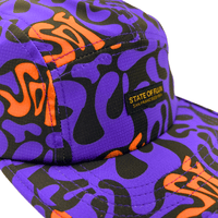 Zippered Psycapdelic 5 - Panel Hat in purple and orange - State Of Flux - State Of Flux